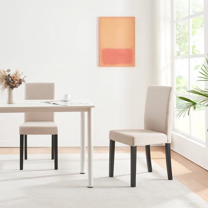 Eetkamerstoel set van 2 Hamburg eetkamerstoelen beige en zwart [en.casa]