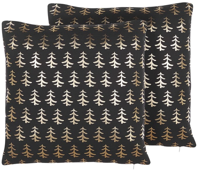 LEROY - Sierkussen set van 2 - Zwart - 45 x 45 cm - Katoen