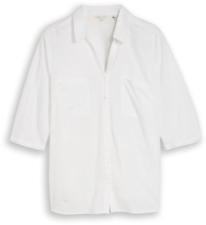 Tom Tailor - Plus Size - Overhemdblouse met linnen - Maat 46 - White