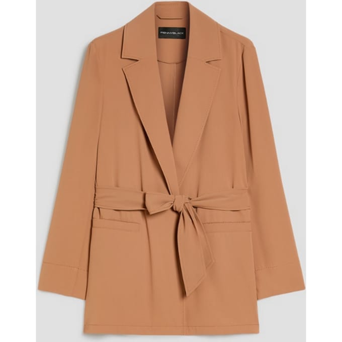 Fluid blazer met lederen riem