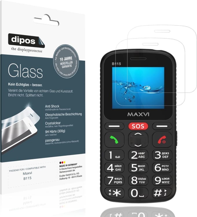 dipos – 2x Pantserfolie geschikt voor Maxvi B115 | 9H Screenprotector