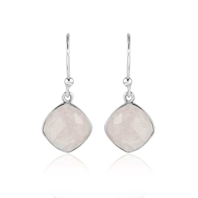 SilverGems Zilveren oorhangers met Rozenkwarts edelstenen