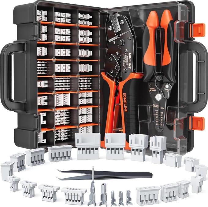 Krimptang stekkerset voor microconnectoren – 24 soorten stekkers (0,03-0,34 mm²)