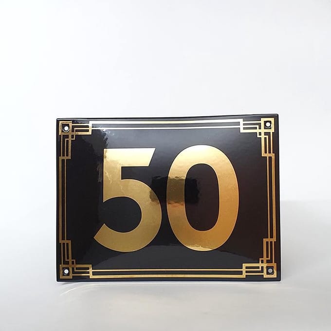Art deco | jaren ’30 | luxe emaille huisnummer - 50
