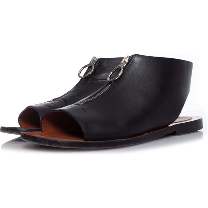 Celine Zwarte leren sandalen met rits