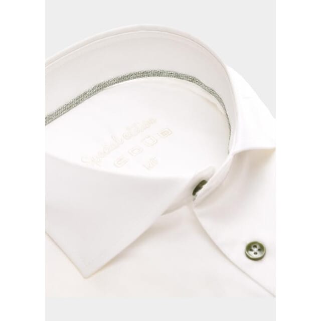 Ledûb Overhemd Slim Special Edition Cotton Non-Iron Antiekwit-Groen / male