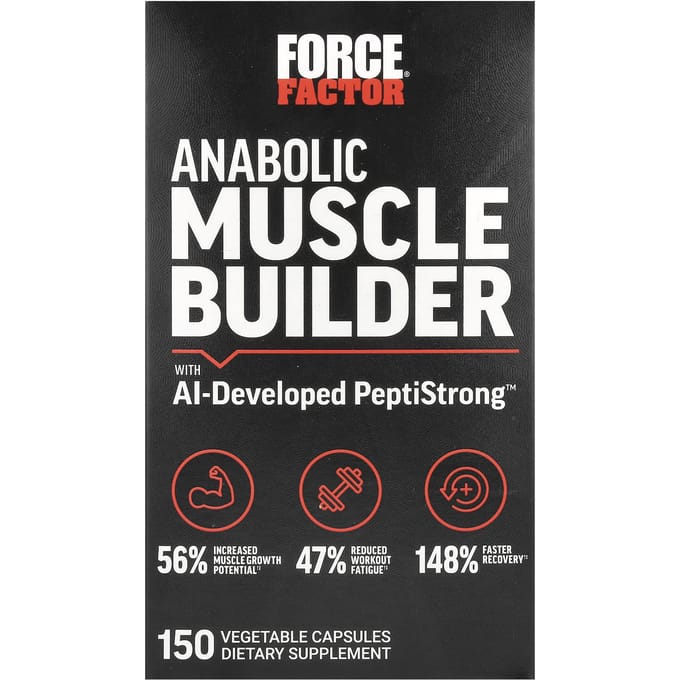 Force Factor, met PeptiStrong ontwikkeld door kunstmatige intelligentie en 150 vegetarische capsules