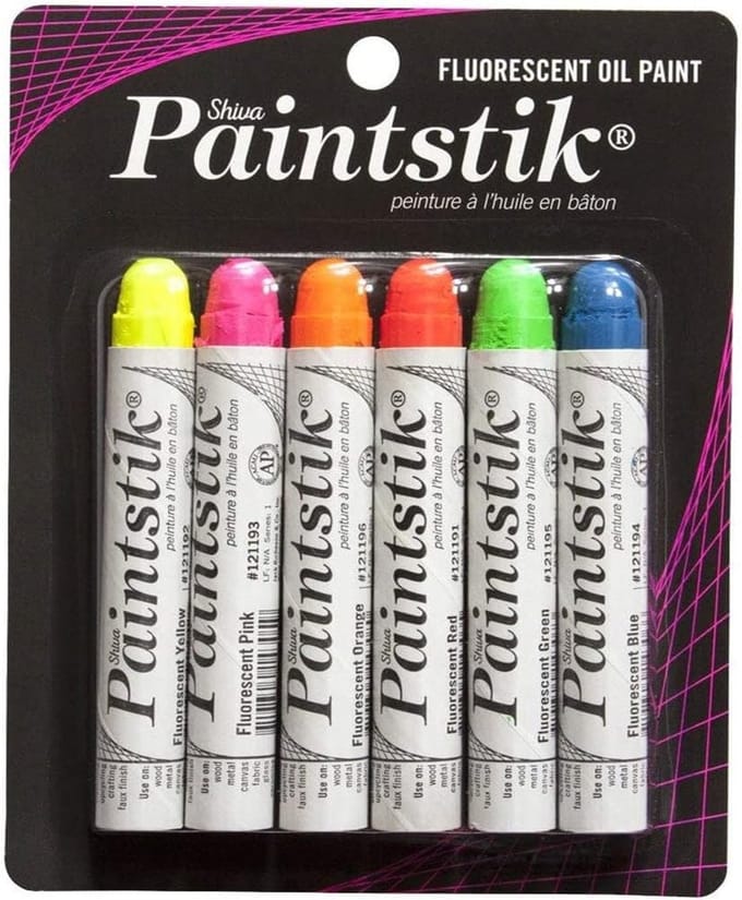 Olieverf Stiften Set - Kleurrijke Verfstiften - Creatief Schilderen - Blacklight Reactief - 6 Stuks - Multi kleuren