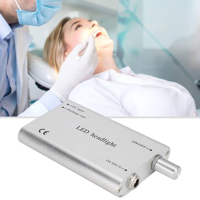 3.5X Tandheelkundige Vergrootglas Verstelbaar Tandarts Chirurgische Loupes met LED Koplamp Zilver US Plug