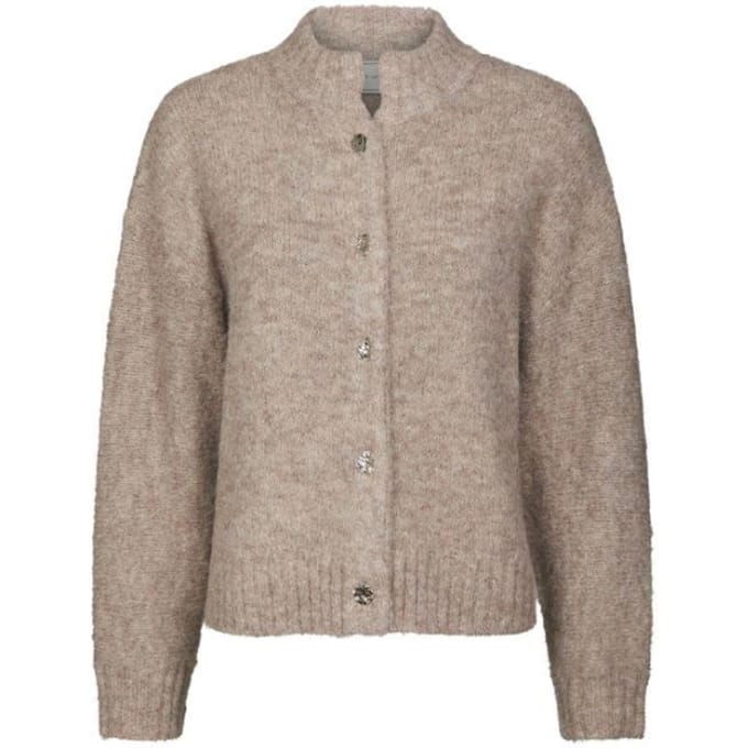 Neo Noir - Taura Fluffy Knit Cardigan - 165103 - 976 Beige Melange