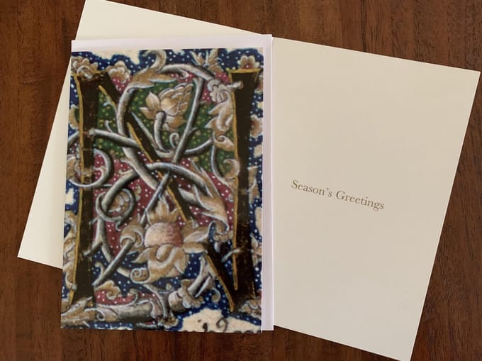 Fitzwilliam Museum Christmas cards Initial N ~ Kerstkaarten