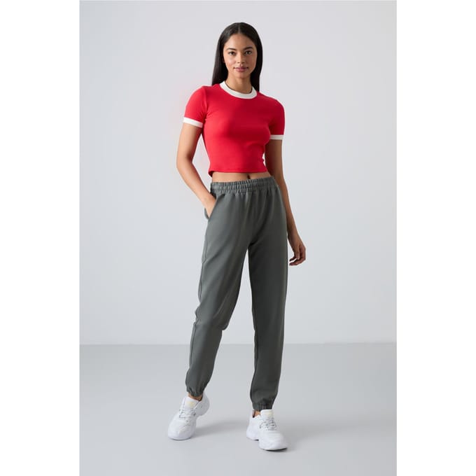 Vrouwen Hoge Taille Relaxed Fleece Joggingbroek