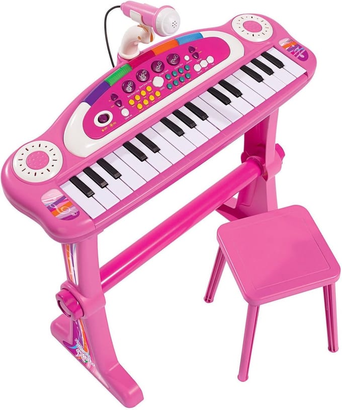 Staand Keyboard met Stoel voor Kinderen en Meisjes