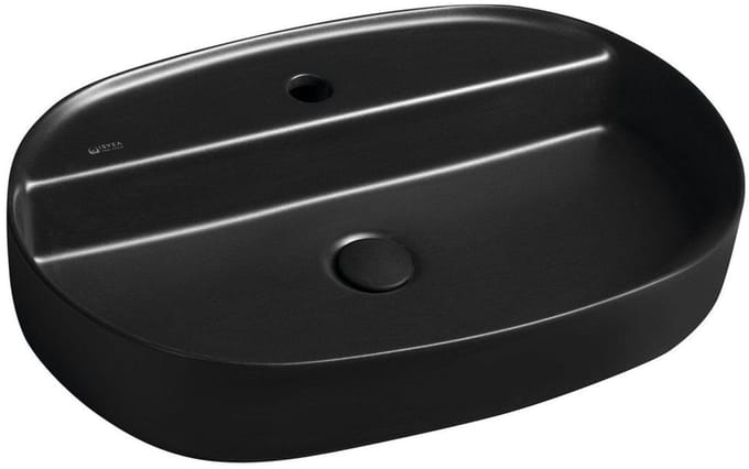 Isvea Infinity Oval Opbouwwastafel, 60x40cm, mat zwart