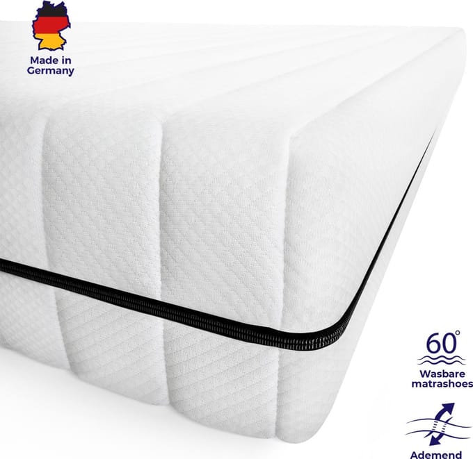 Matras - 120x190 - 7 zones - koudschuim - premium plus tijk - 25 cm hoog - Gemiddeld