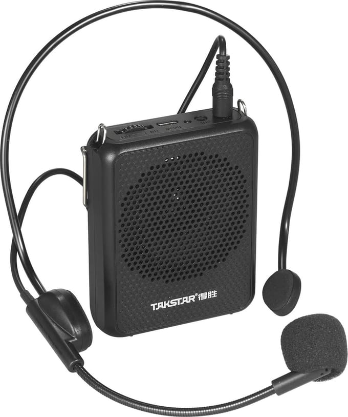 Draagbare Stemversterker - Speaker Microfoon - Lesgeven Presenteren - 8W Hoog Vermogen - 92 x 72.5 x 25 mm - Zwart