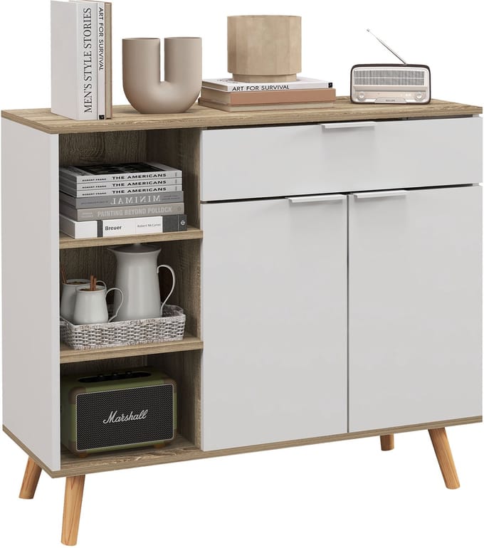 HOMCOM Dressoir - Hout - 95x35x85cm - Wit
