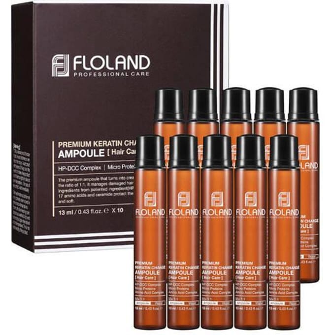 Floland Professionele Premium Zijde Keratine Ampul voor Sterk Beschadigd Haar 10X13ml