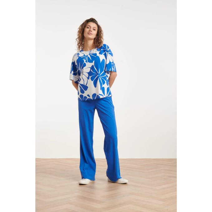 Smashed Lemon Blauwe wide leg broek met hoge taille |