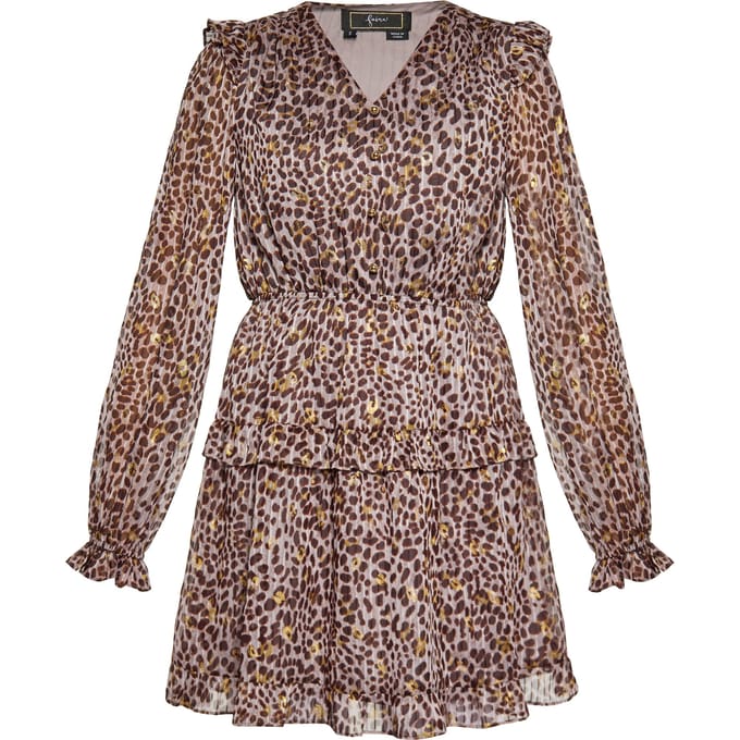 Faina Jurk Dames Lichtgrijs veelkleurig