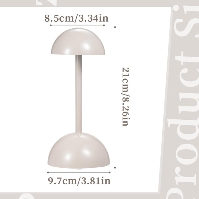 Moderne tafellamp Paddestoelvormige nachtkastjelamp Touch Control LED-bureaulamp Snoerloos bedlampje grijs
