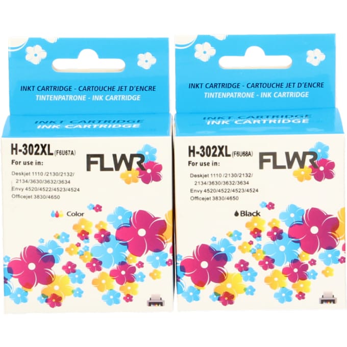 FLWR - Inktcartridge / 302XL / Zwart & Kleur 2-pack - Geschikt voor HP