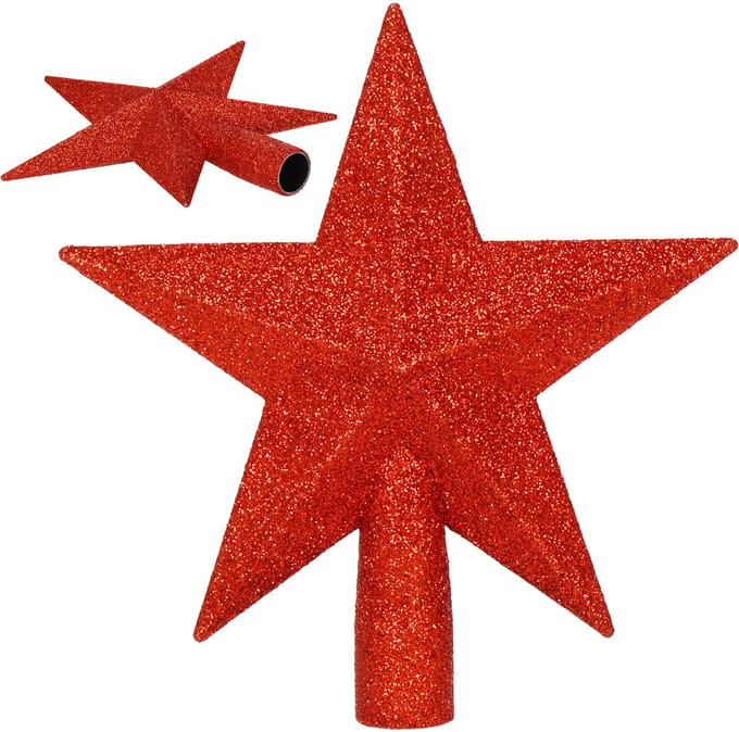Springos Kerstboom Piek | Ster | 19 cm | Rood