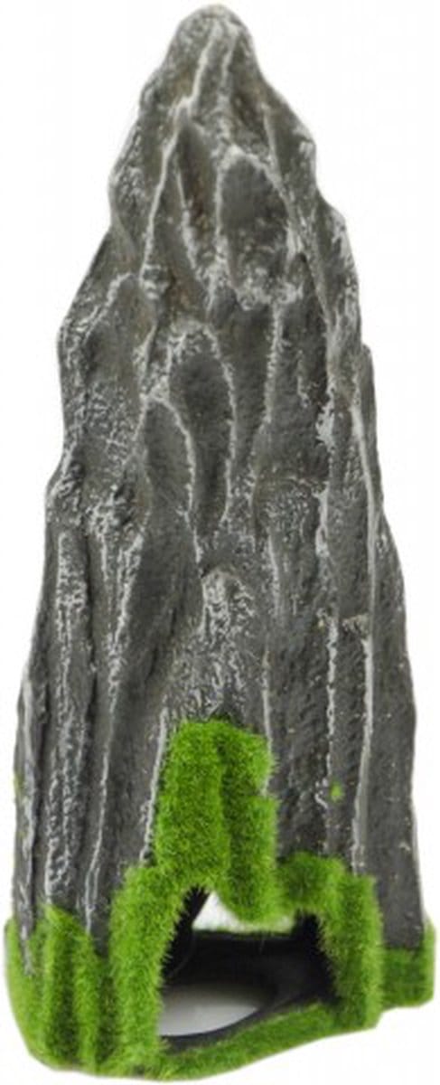 Aquariumornament - Decoratie aquarium - Rots met mos - 10x27x6 cm