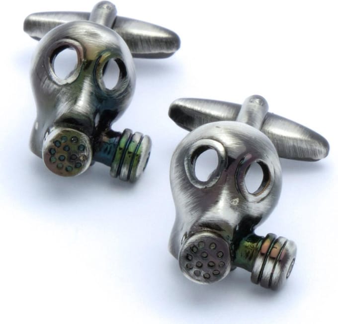 Manchetknopen - Gasmasker Donker Zilver