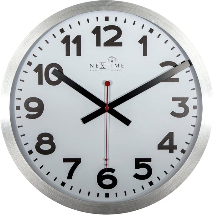 Wandklok - Stationsklok - Tijd Bijhouden - Radio Controlled - 35cm Diameter - Wit
