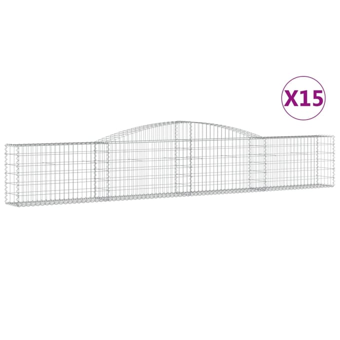 vidaXL - Schanskorven - 15 - st - gewelfd - 400x30x60/80 - cm - ijzer