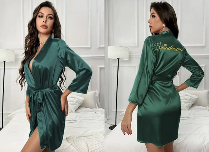 Wedding Moments - Bruidsbadjas & Getuige Set - 2 stuks - Kimono - Satin Look - Bruid & Getuige