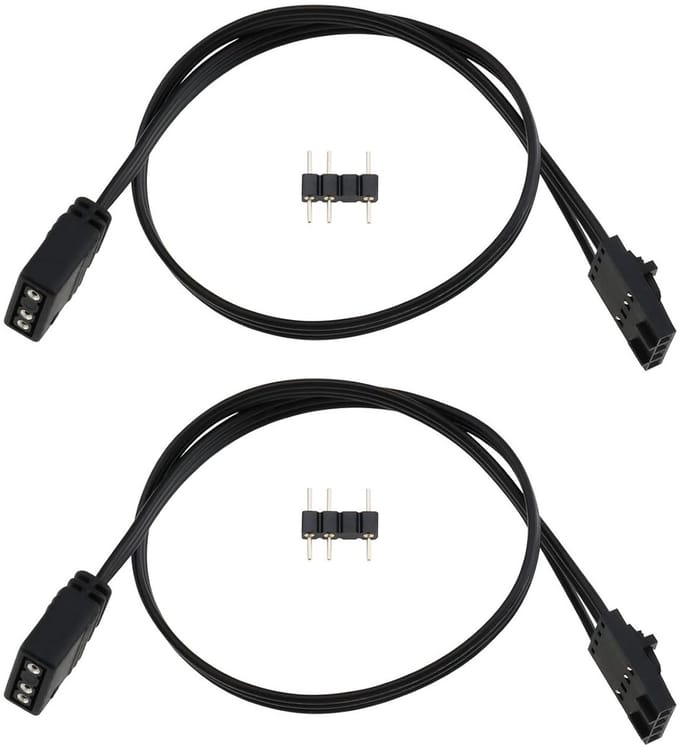 RGB naar 5V 3-Pin ARGB Adapter Plug - 2 x 25 cm, Compatibel met RGB Controllers, LED Verlichting en PC Bouw Accessoires