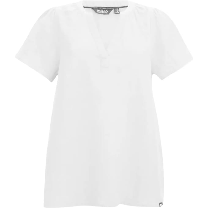 Damesblouse Selen met korte mouwen en open kraag