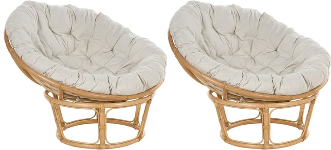 SALVO - Fauteuil set van 2 - Lichtbeige - Rotan