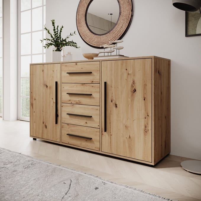 Meubella - Montalo - Dressoir - Eikenpatroon - 150x40x87 cm