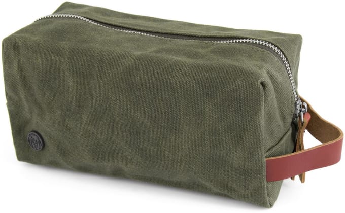 Olijfkleurige Finch Waxed Canvas Toilettas
