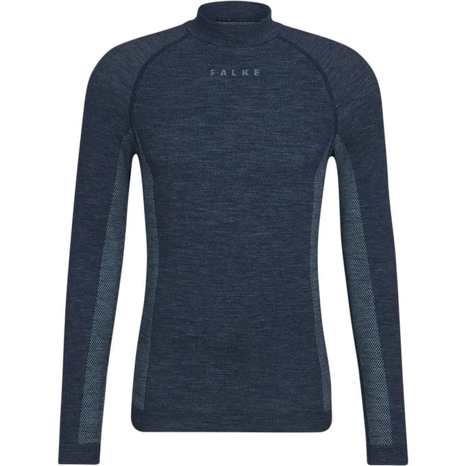 FALKE Wool-Tech Zip Neck sneldrogend wol functioneel functioneel shirt met lange mouwen heren blauw - maat M