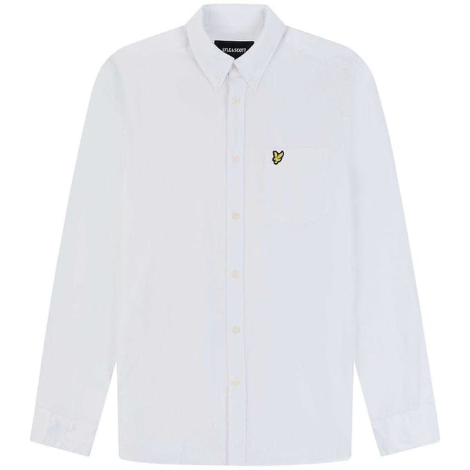 Lyle & Scott Heren Knoop-overhemd Katoen Linnen (Wit)