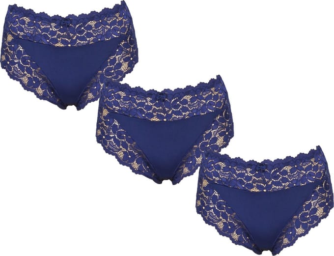 3-Pack Dames tailleslips JC met kant H805 Marine - maat XL
