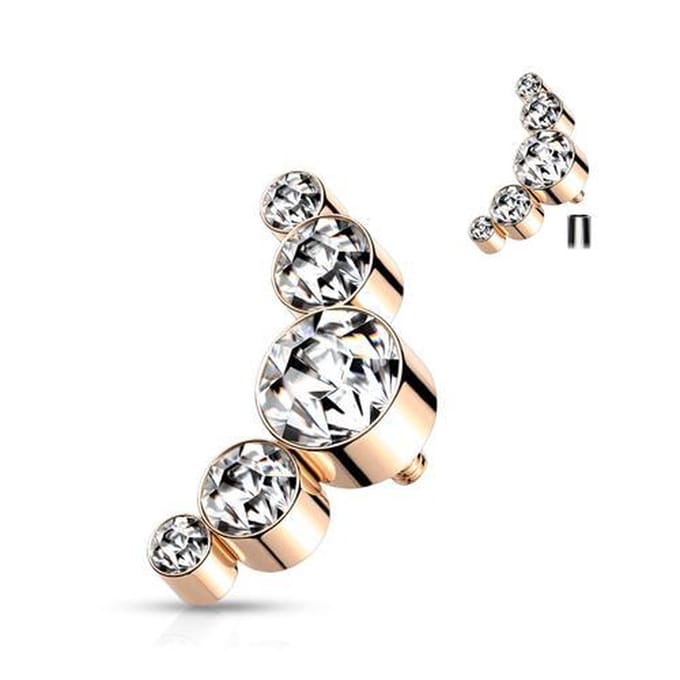 Dermal top 5 rondjes rose goud kleur 1.2mm - LMPiercings