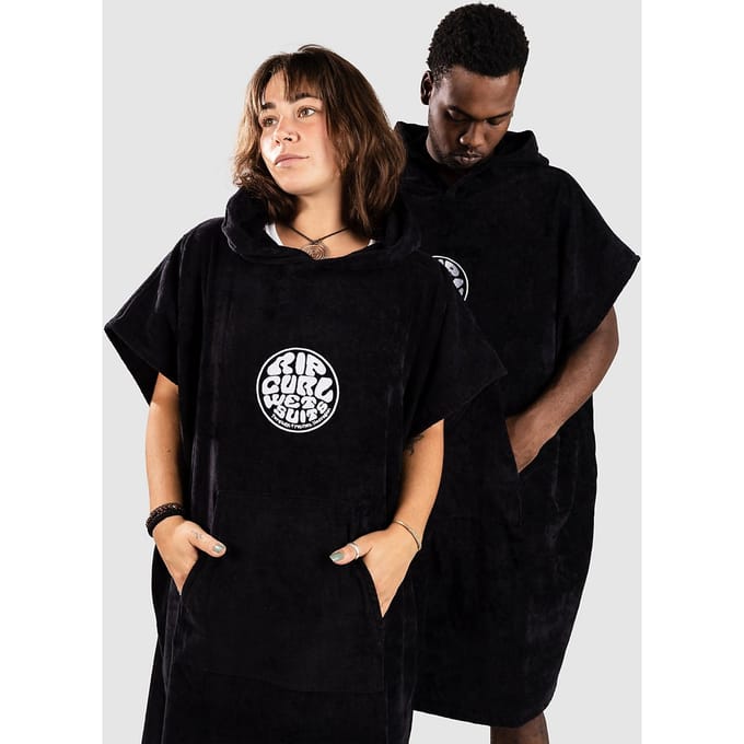 Rip Curl Logo Hooded Surf Poncho zwart