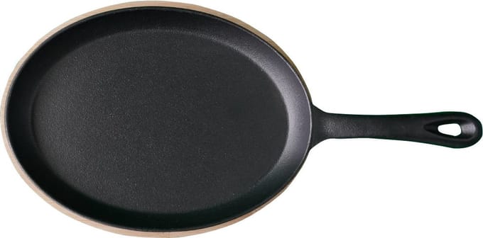 Tapas pan - Gietijzer- Ovaal - 24cm - Met onderzetter - bbq accessoires