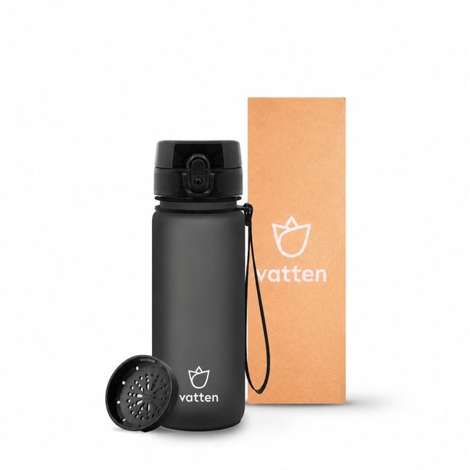 Vatten® Waterfles 500ml - Drinkfles - Drinkbus - Zwart - Incl Fruit Filter - 100% Lekvrij