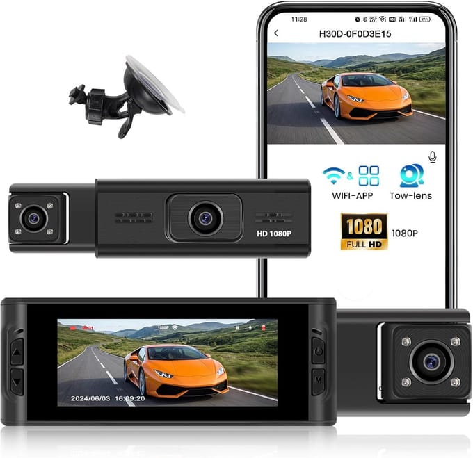 Dashcam Auto - Dubbele Camera - Veilig Rijden - 1080p Full HD - 3.16 Inch Display - Zwart