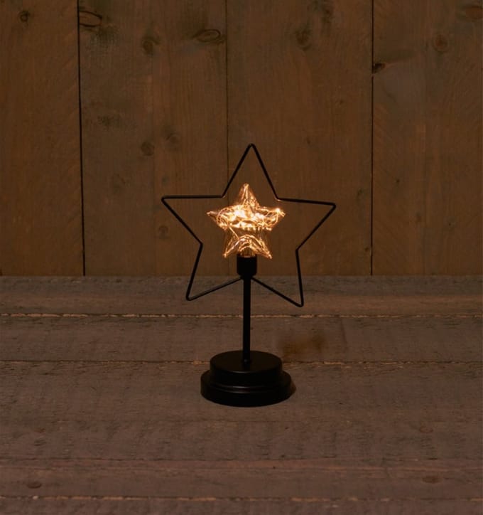 Anna's collection - STER GLAS IN METALEN FRAME 18X9,5X26,5CM - 3AA...