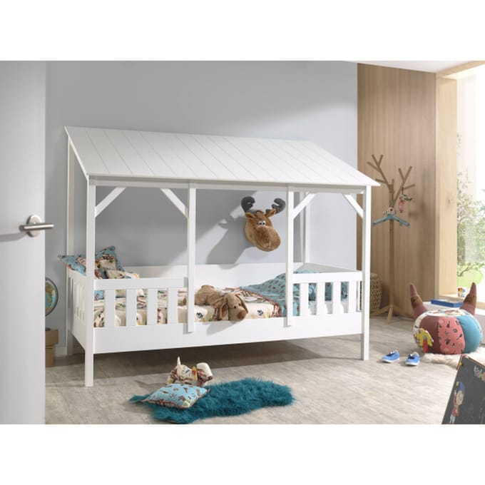 LUCEVI - Housebed 03 Huisbed incl. wit dak 90x200cm - Wit