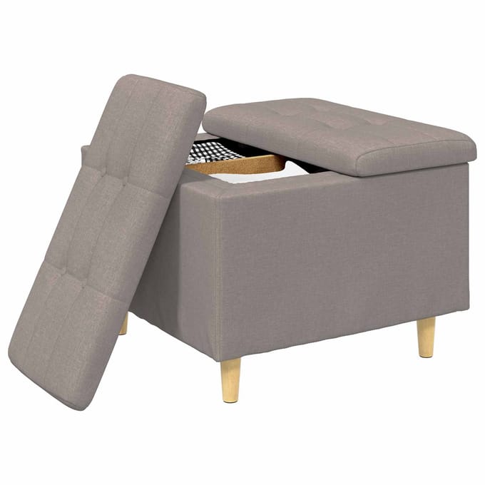 vidaXL - Ottoman - met - opslag - Taupe - 60 - x - 60 - x - 45 - cm - Stof