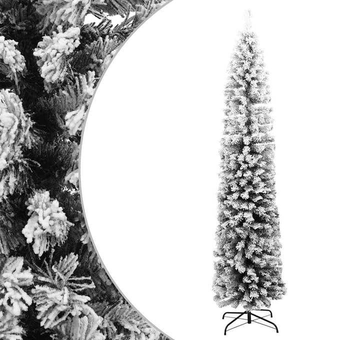vidaXL - Kunstkerstboom - met - sneeuw - smal - 180 - cm - PVC - groen