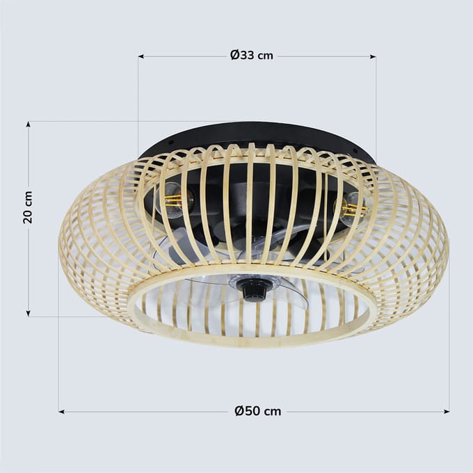 LumenXL - Zomer/winter plafondventilator met bamboe frame - Paco